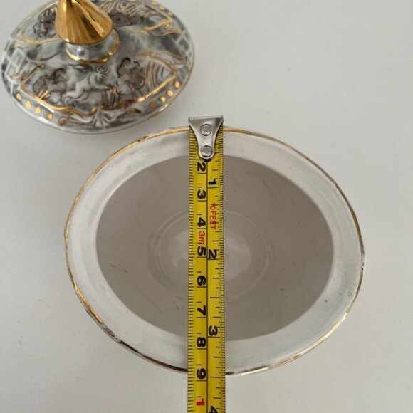 VINTAGE Pereiras Valado Porcelain Covered Oval Dish Cherubs Gold Trim Portugal - Picture 12 of 13